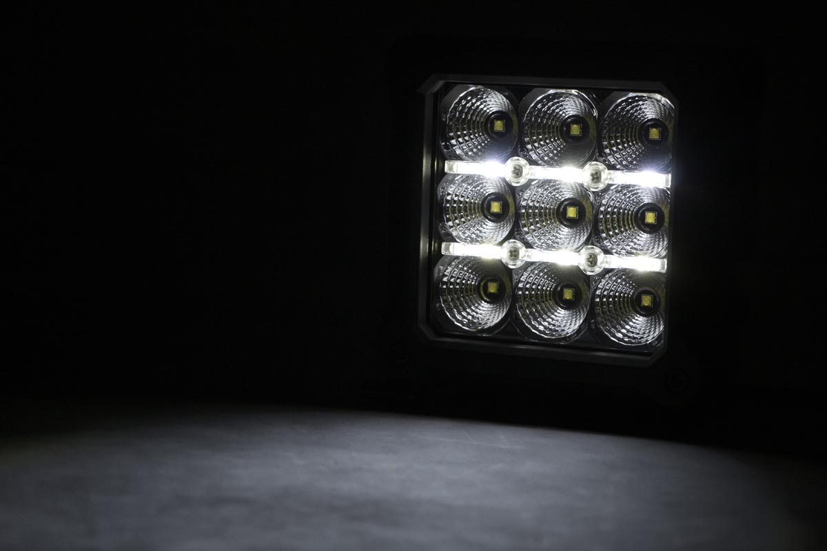 Rough Country 4/" Square Cree LED Lights Pair Cool White DRL 70905DRL Square Cree