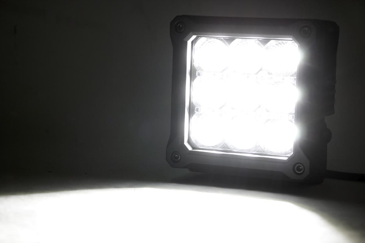 Rough Country 4/" Square Cree LED Lights Pair Cool White DRL 70905DRL Square Cree