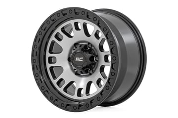 Rough Country 82 Series Wheel | One-Piece | Machined Semi Gloss Black | 17x9 | 6x5.5 | -12mm