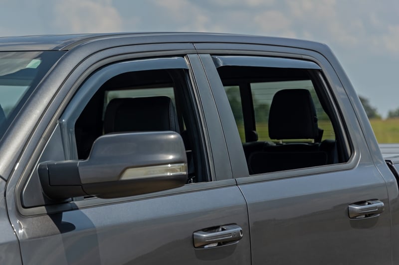 Geartronics 4-Piece Window Vent Visors For 2009-2018 Dodge Ram 1500 Crew Cab – Tape-On, Black