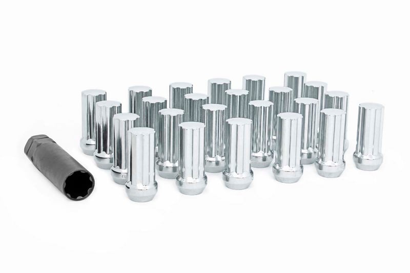 thumbnail interactive-video image 1 of 32 Pack 2 Inch Chrome Acorn Lug Nuts – 1/2-20 Thread, 60° Conical Seat, 3/4 Hex, Fit Ford & Dodge 1 of 3