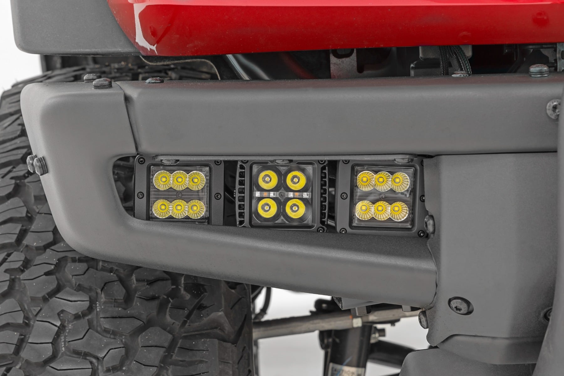 LED Light Kit | Fog Mount | Triple 2" Black Pair | White DRL | Ford Bronco (21-26) — view 6