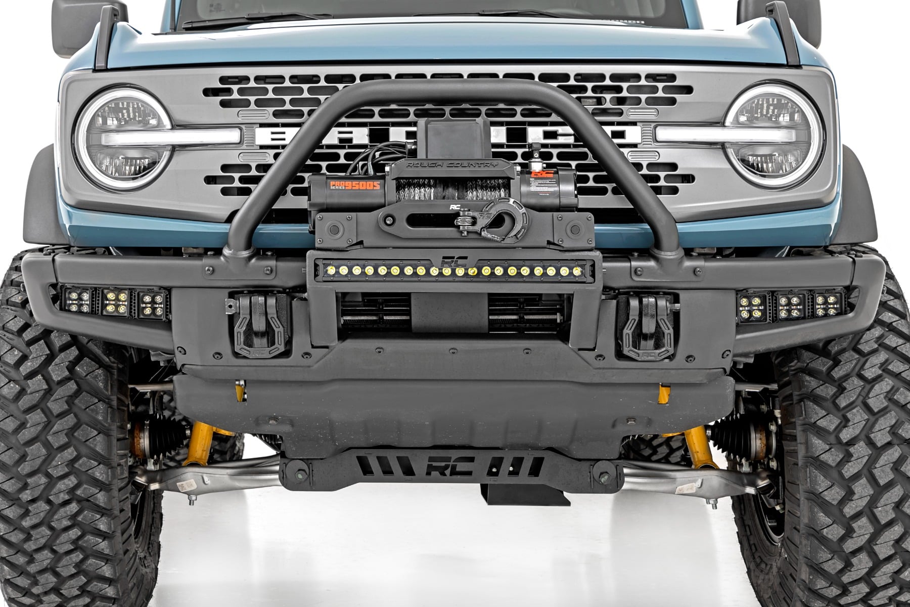 High Winch Mount | All Models | 12000S | 20 Inch Black Single Row LED | Ford Bronco (21-26) — view 6