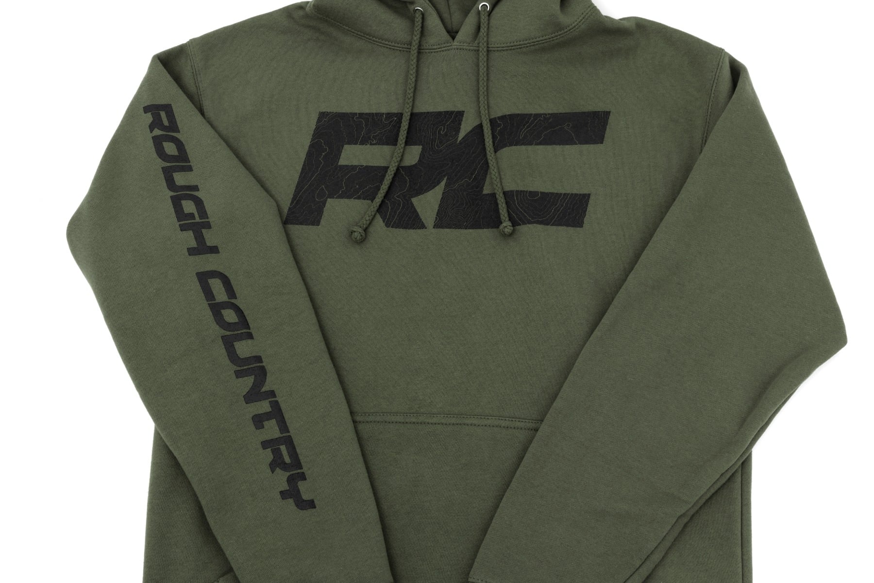 Rough Country Hoodie | RC Topographical Sleeve | Army Green | SM view 3