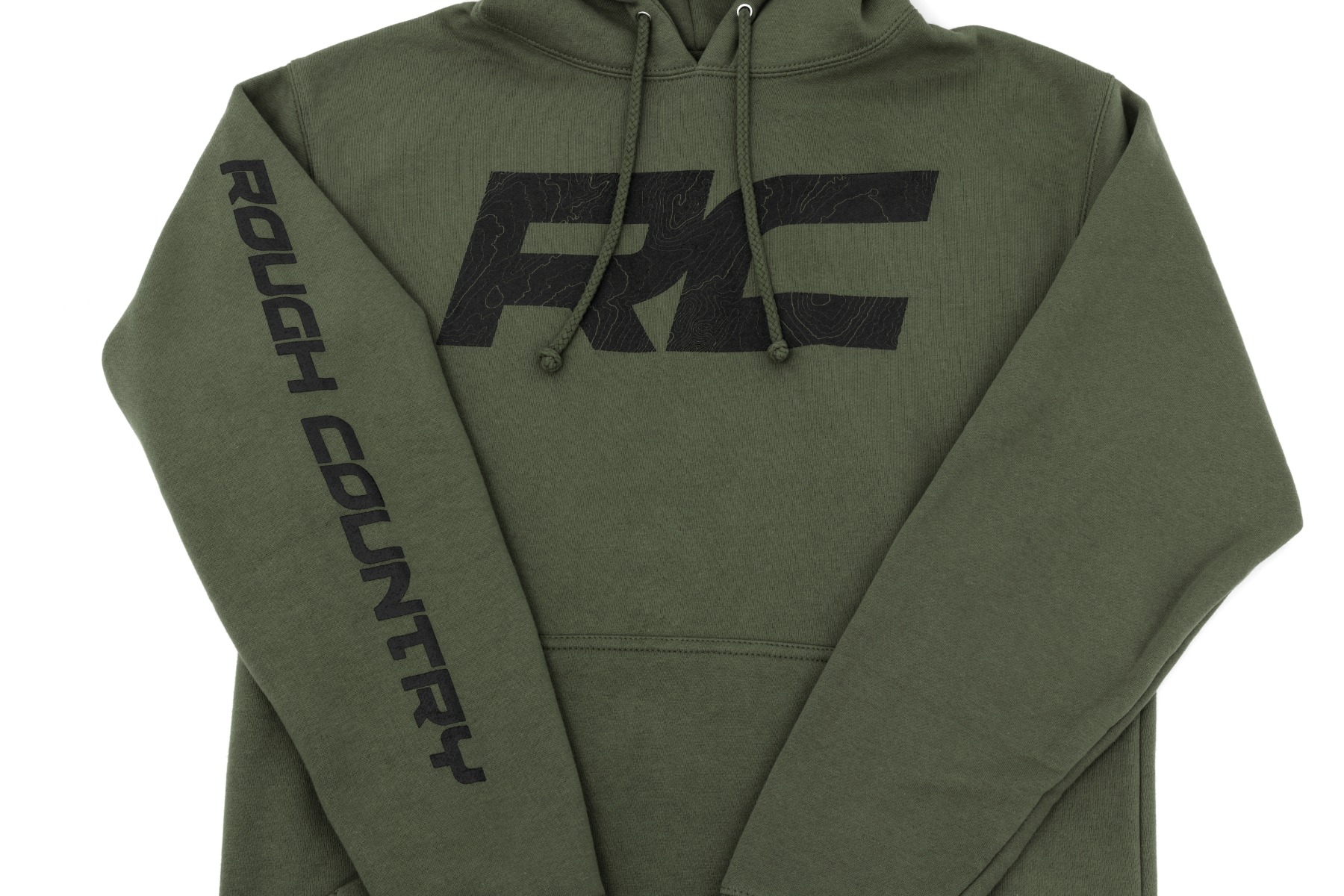 Rough Country Hoodie | RC Topographical Sleeve | Army Green | MD — view 3