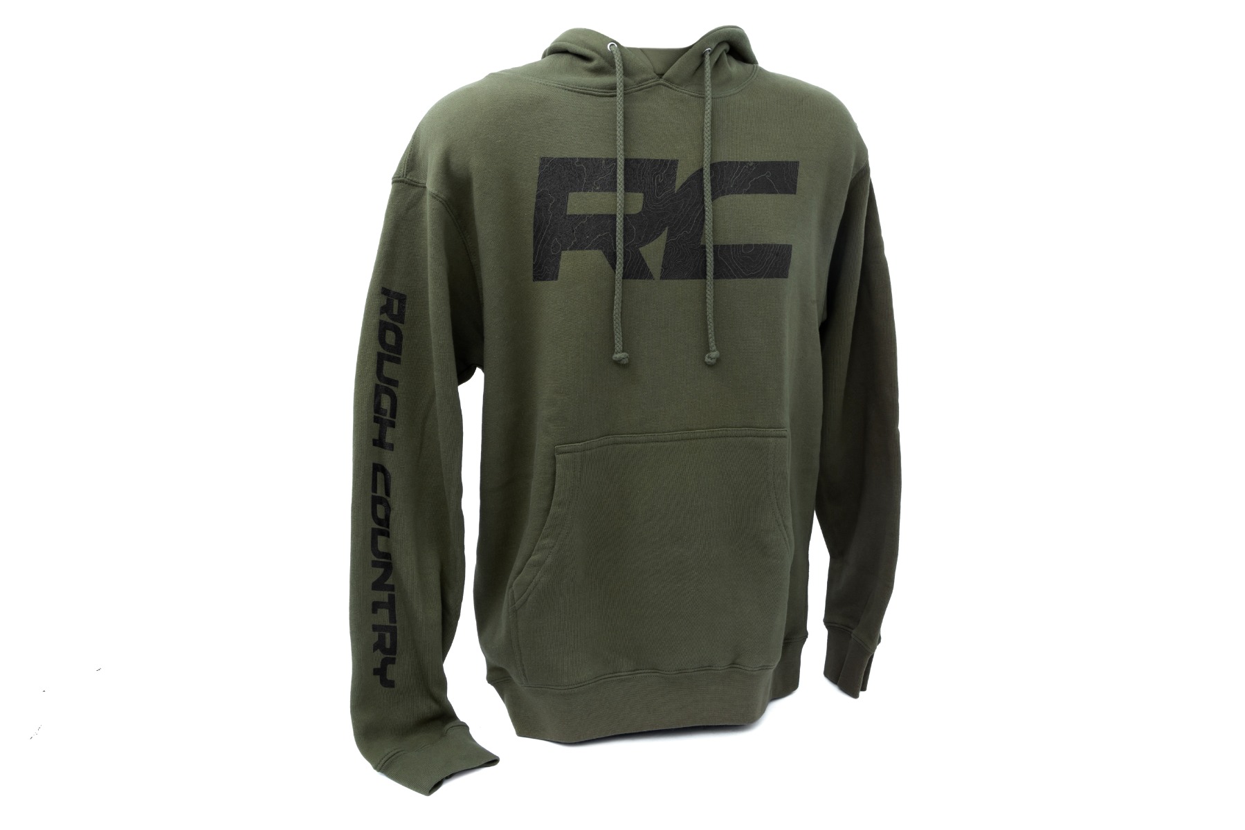 Rough Country Hoodie | RC Topographical Sleeve | Army Green | LG