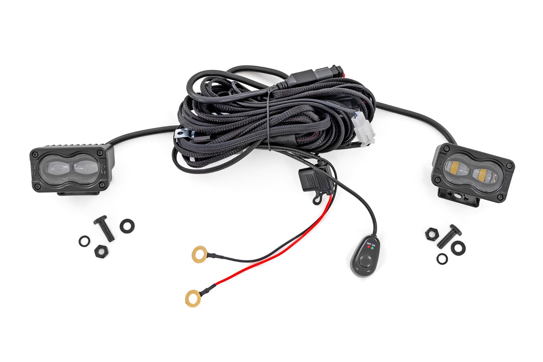 3x1.75 Inch Black Series | Yellow | LED Slim Aux | SAE Fog | Pair