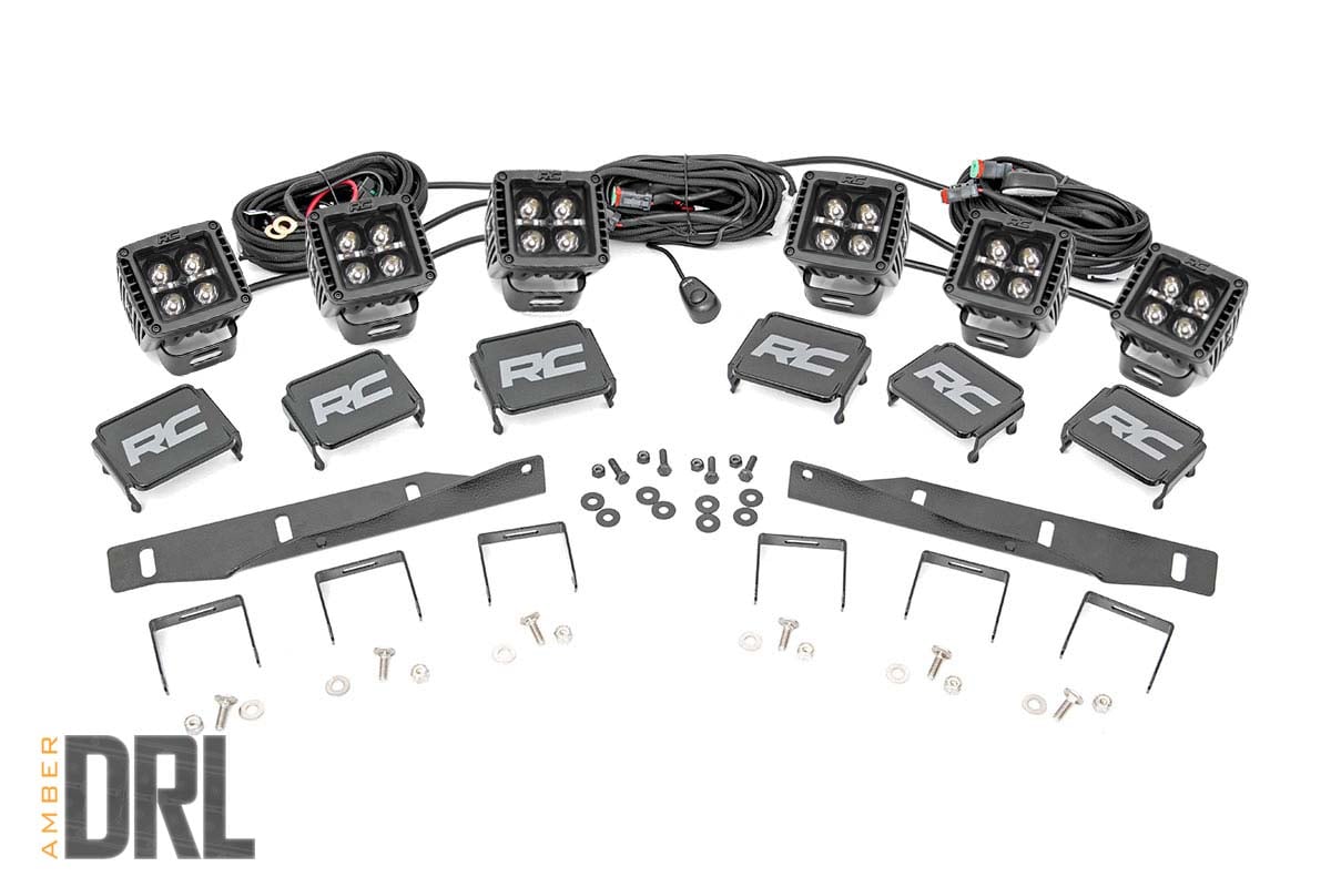 LED Light Kit | Fog Mount | Triple 2" Black Pair | Amber DRL | Ford Raptor (17-20) — view 2