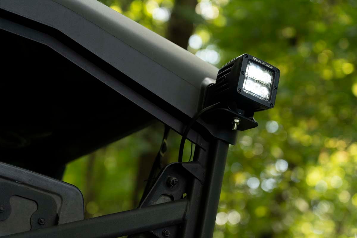 LED Light | Cab Mount | 2" Black Pair | Flood | Can-Am Defender HD 5/HD 8/HD 9/HD 10 — view 5
