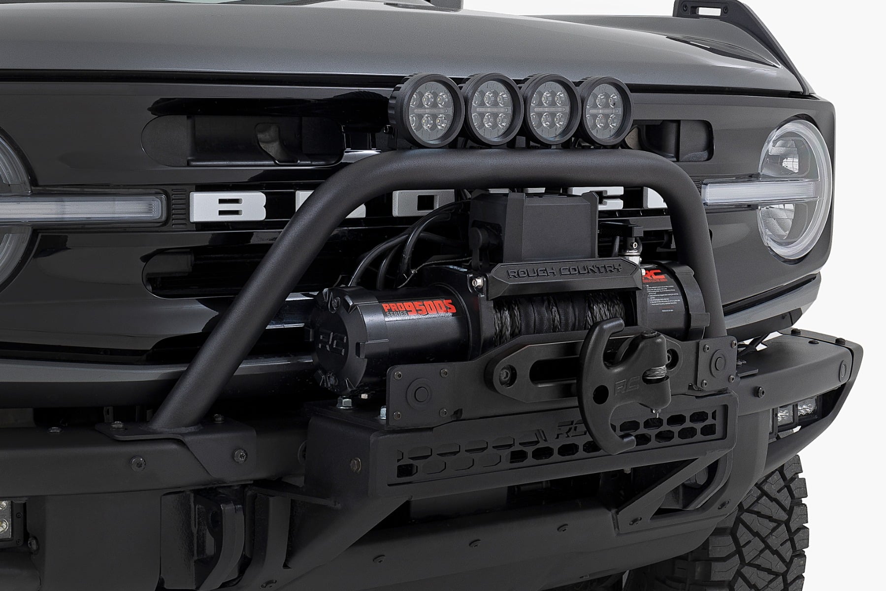 Safari Bar | 3.5" Round LED (Quad) | Black | Amber DRL | OE Modular Steel | Ford Bronco (21-26) — view 2