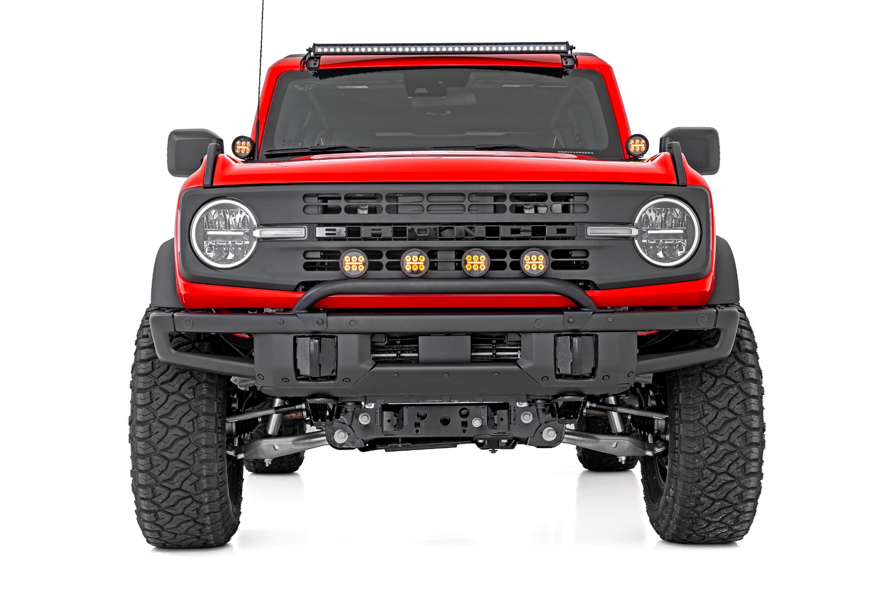 Light Bar Mount | 3.5" Round LED (Quad) | Black | Amber DRL | OE Modular Steel | Ford Bronco (21-24) view 4