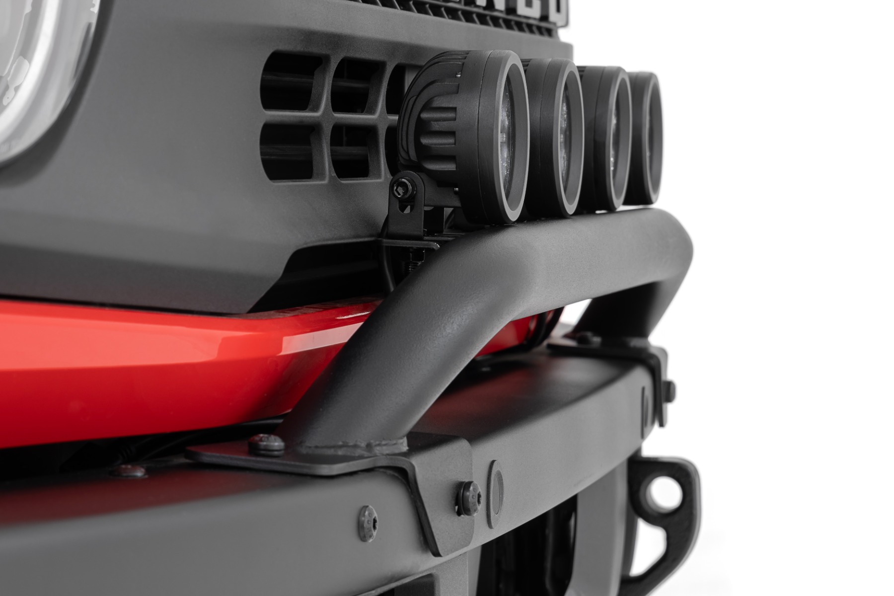 Light Bar Mount | 3.5" Round LED (Quad) | Black | Amber DRL | OE Modular Steel | Ford Bronco (21-24) — view 5