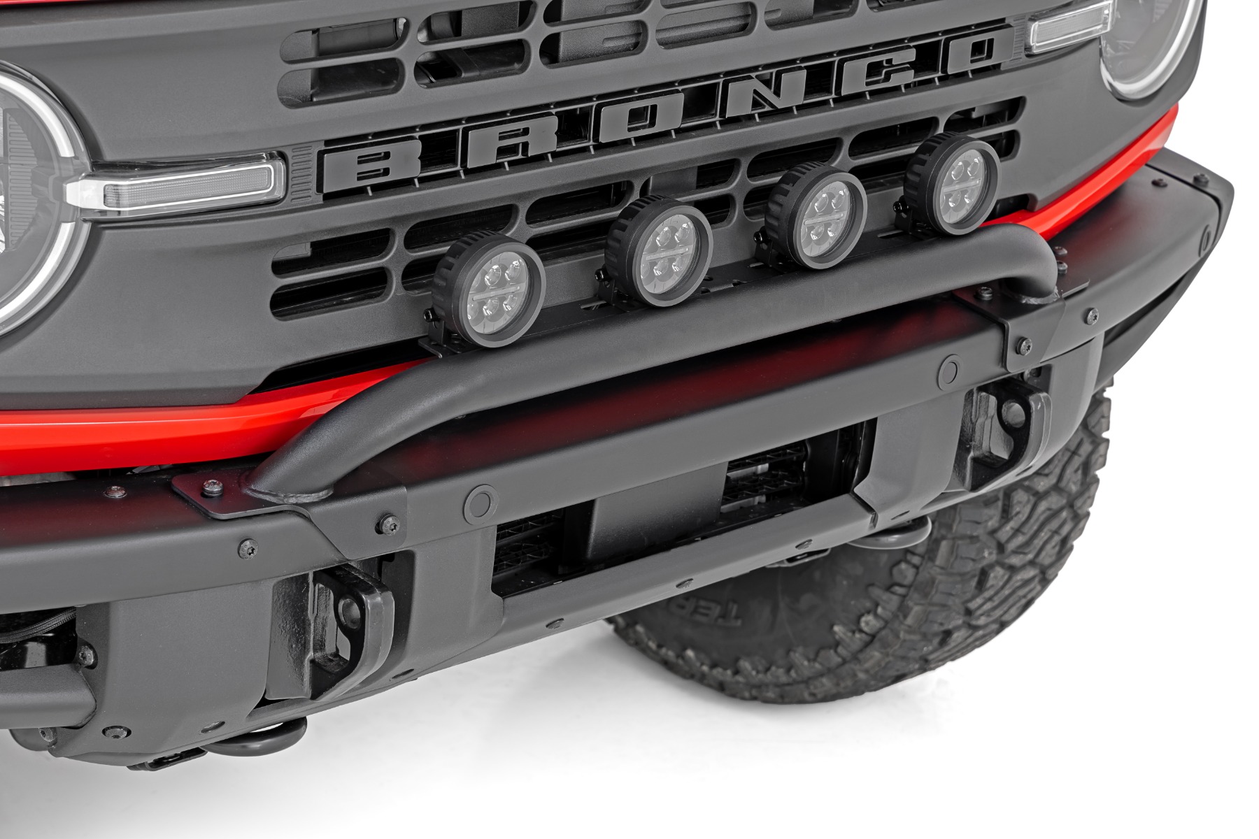 Light Bar Mount | 3.5" Round LED (Quad) | Black | Amber DRL | OE Modular Steel | Ford Bronco (21-24) — view 6