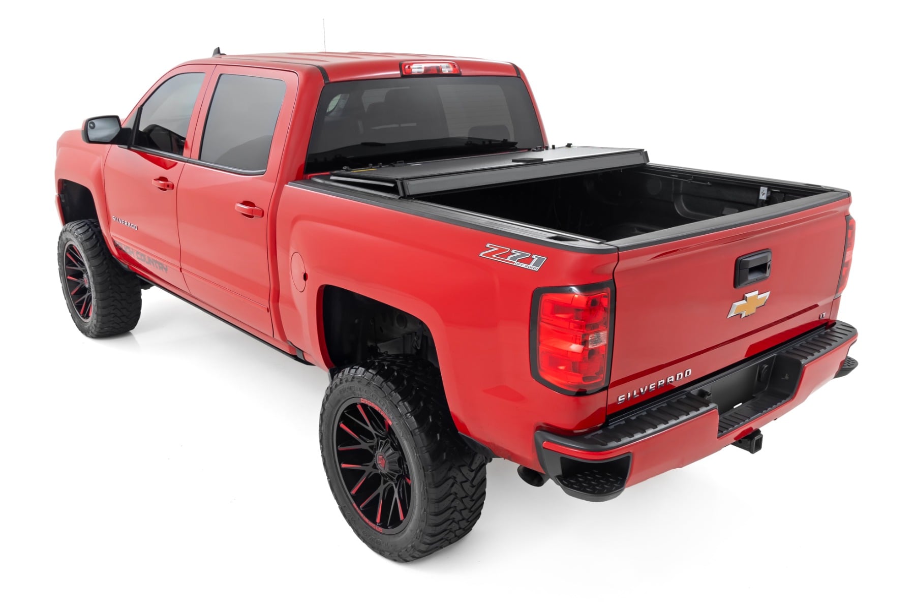 Hard Tri-Fold Flip Up Bed Cover | 6'7" Bed | Rail Cap | Chevy/GMC 1500/2500HD/3500HD (14-19) view 4
