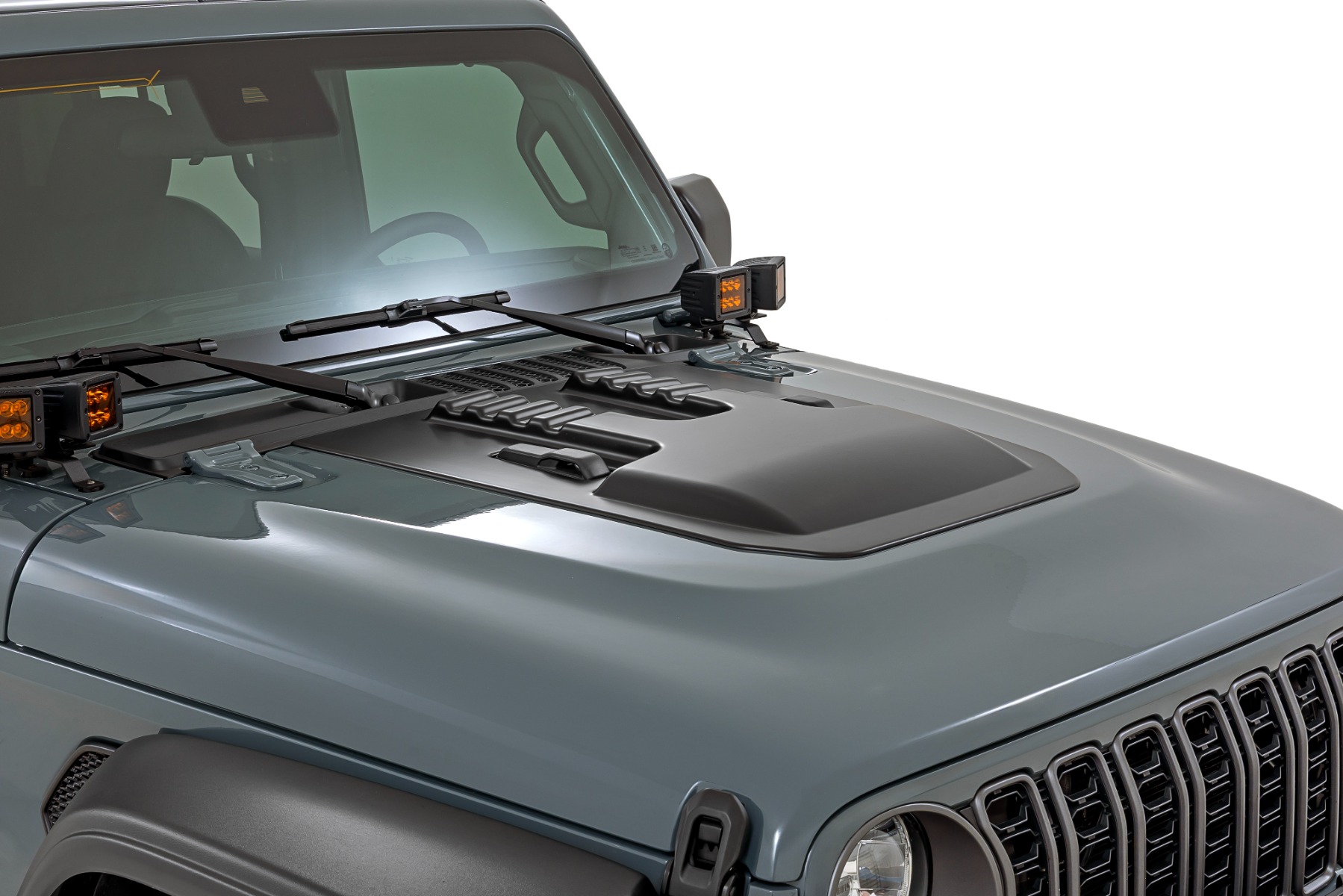 Hood Scoop | PDN Sting Gray | Jeep Gladiator JT/Wrangler JL 4WD (2018-2026) — view 3