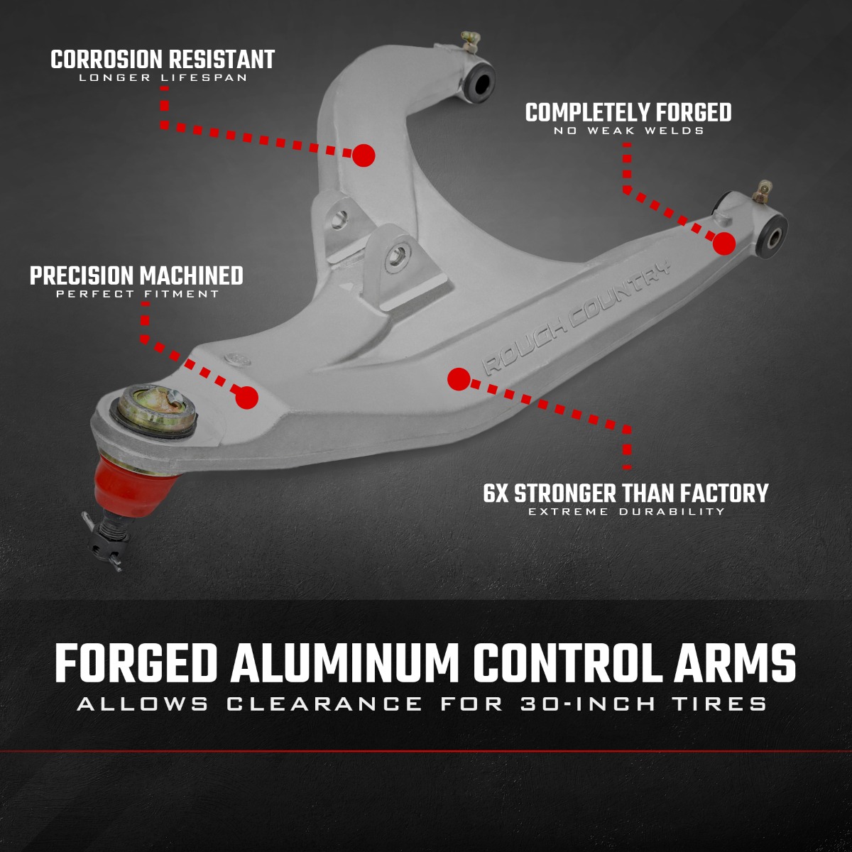 Black Forged Alum High Clearance 2" Fwd Offset Control Arms w/Ball Joints | Polaris Ranger 1000XP — view 5