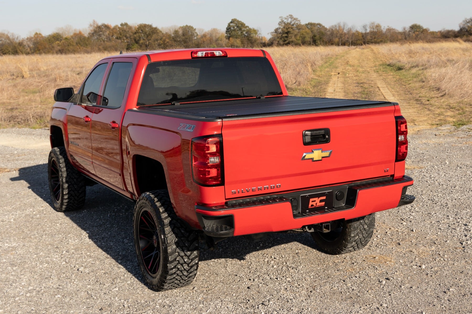 Hard Tri-Fold Flip Up Bed Cover | 6'7" Bed | Rail Cap | Chevy/GMC 1500/2500HD/3500HD (14-19) view 6
