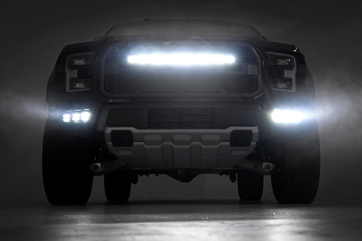 LED Light Kit | Grille Mount | 30" Black Single Row | White DRL | Ford Raptor (17-20) — view 5