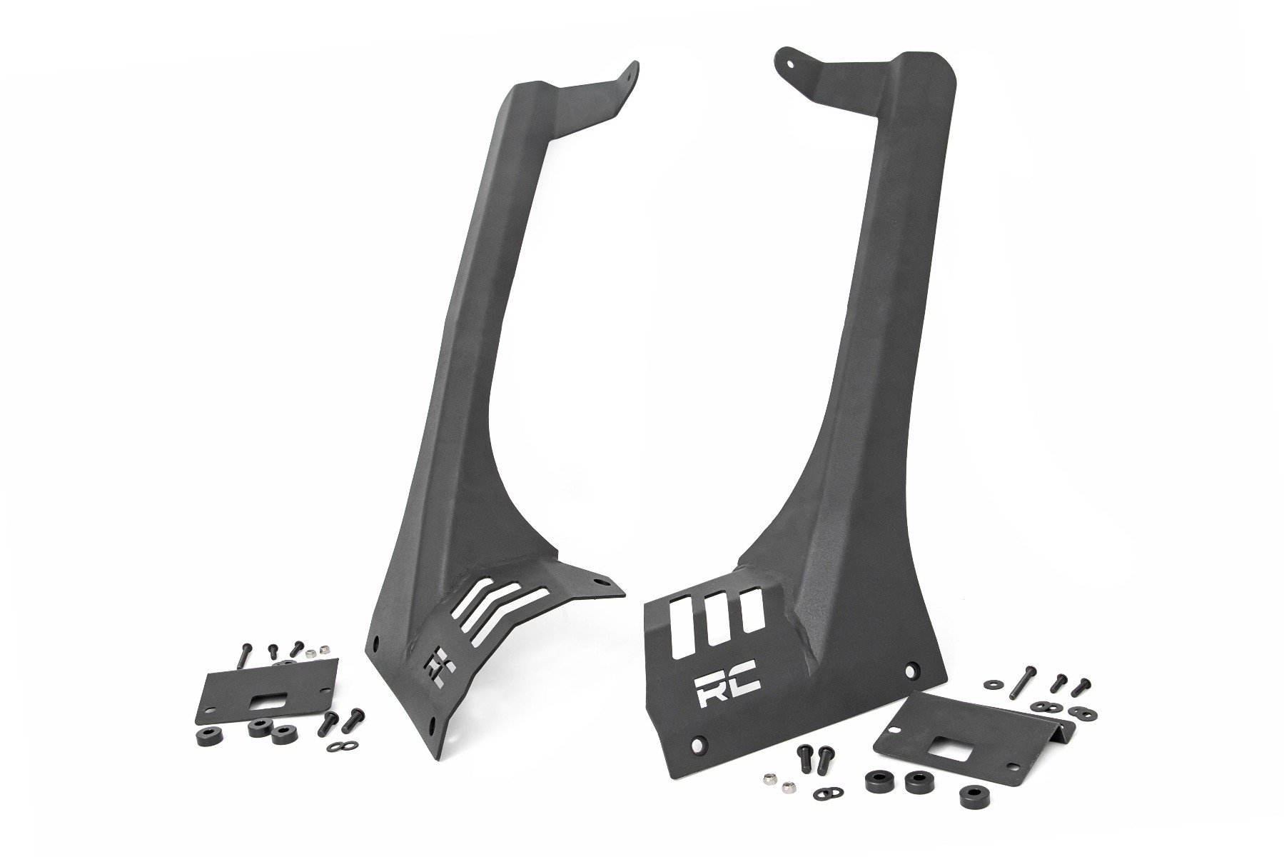 Jeep TJ Upper Windshield Straight Light Bar Mounts | Black Powder Coat [70503]
