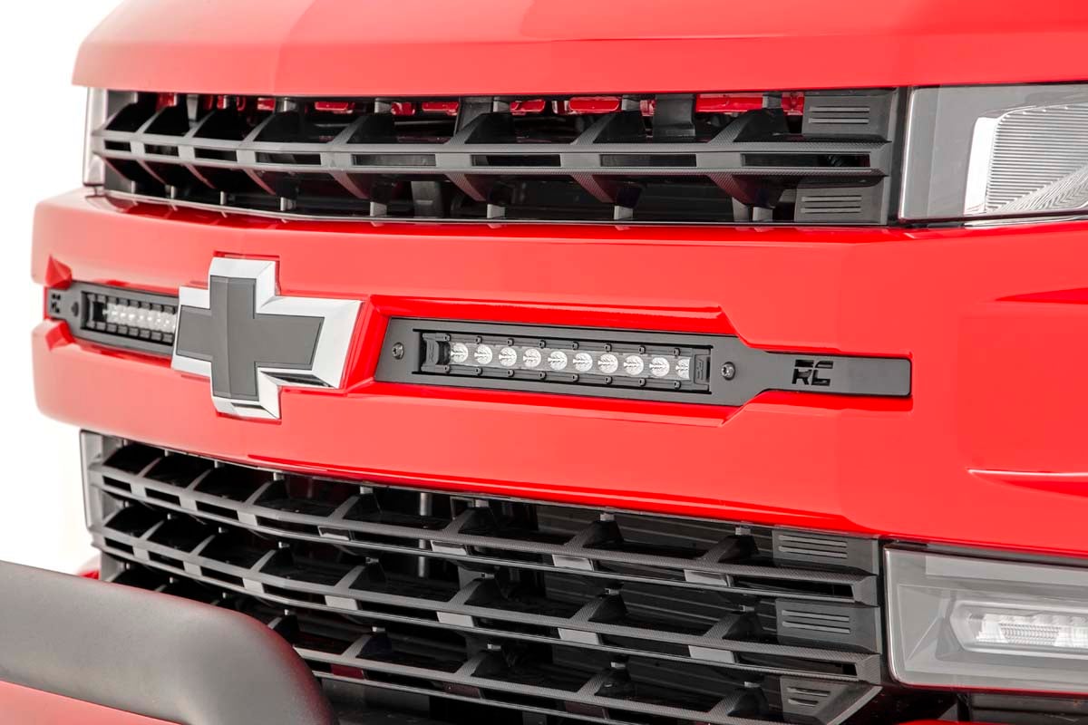 LED Light Kit | Grille Mount | 10" Chrome Slimline Pair | Chevy Silverado 1500 (19-22) — view 2