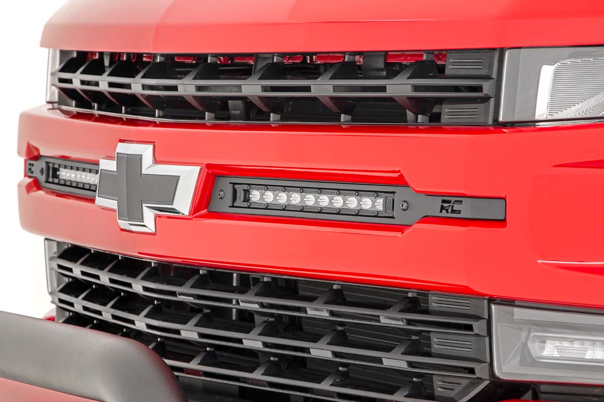LED Light Kit | Grille Mount | 10" Black Slimline Pair | Chevy Silverado 1500 (19-22) — view 2