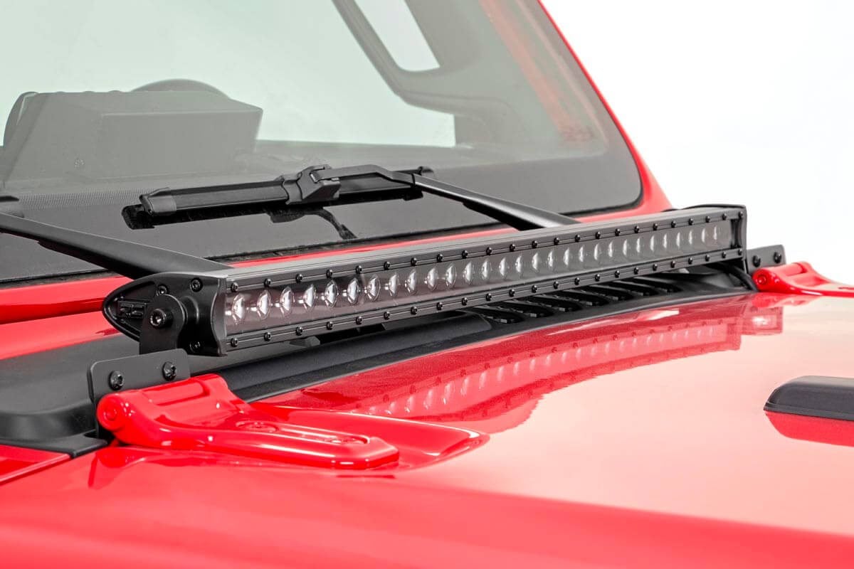 LED Light Kit | Hood Mount | 30" Black Single Row | Jeep Gladiator JT/Wrangler JL (18-26) — view 4