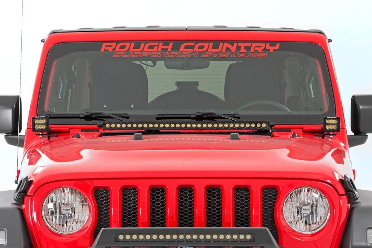 LED Light Kit | Hood Mount | 30" Black Single Row | Jeep Gladiator JT/Wrangler JL (18-26) — view 2