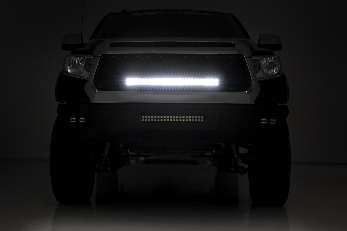 Mesh Grille | 30" Dual Row LED | Black | Amber DRL | Toyota Tundra (14-17) view 5