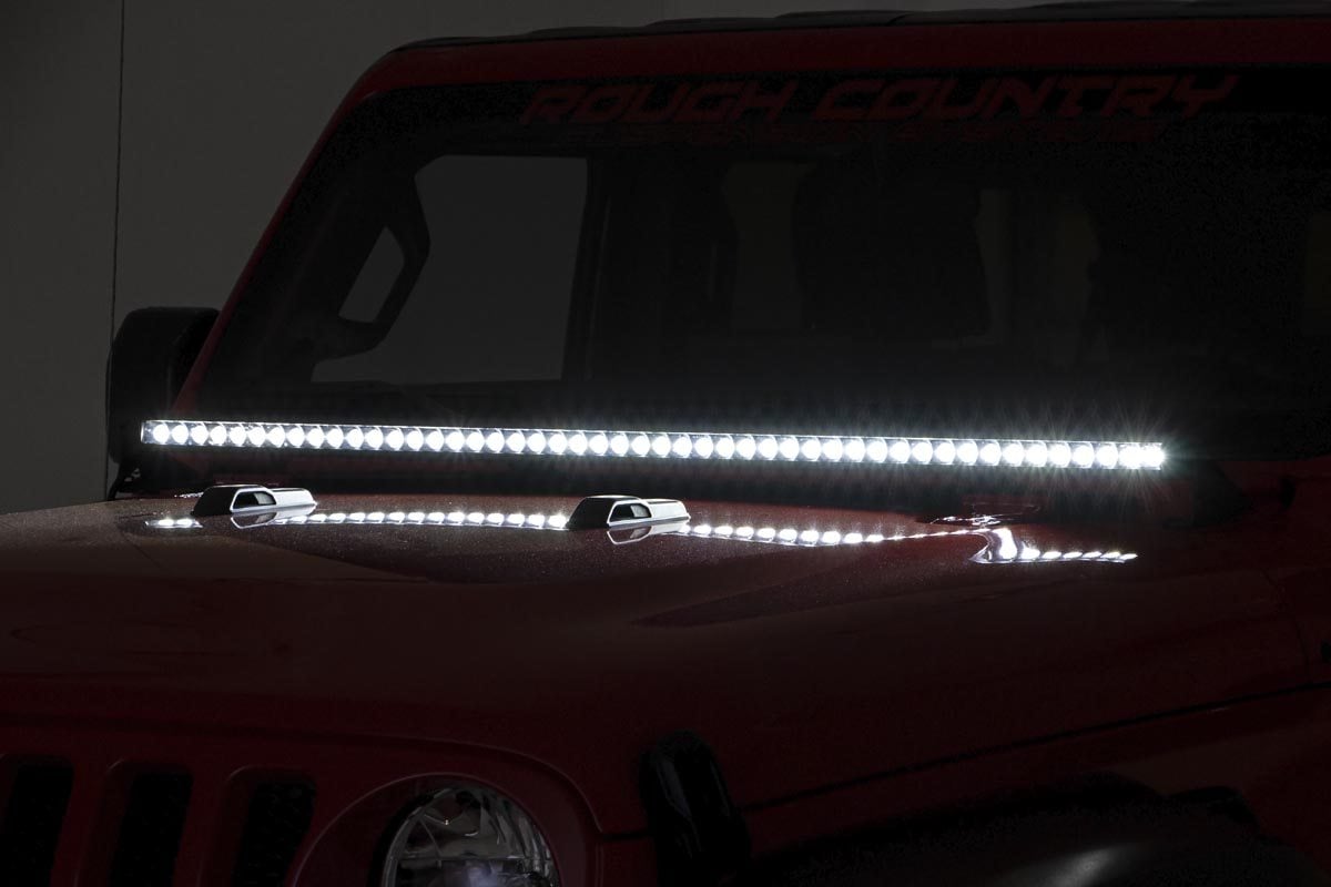 LED Light Kit | Cowl Mount | 50" Black Single Row | Jeep Gladiator JT/Wrangler JL (18-26) — view 4