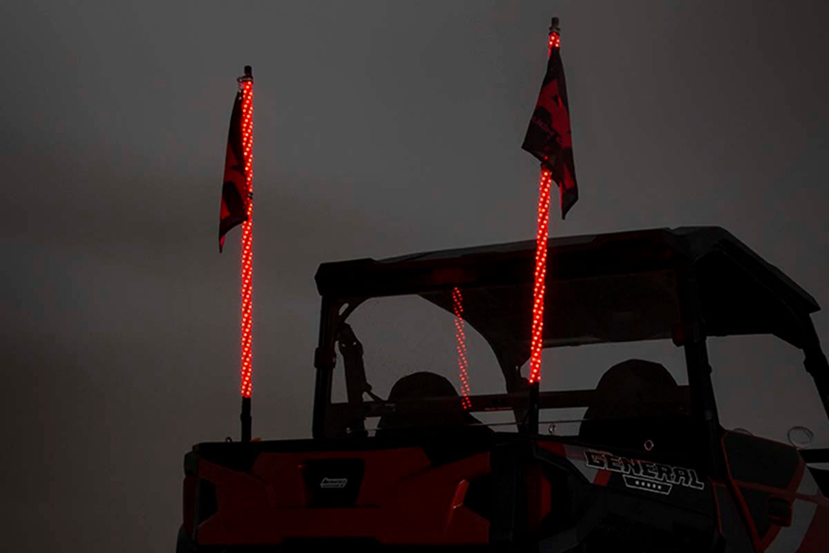 Whip Mount | Bed | 4' Multl-Color LED Whip Pair | Polaris General/Ranger 1000/Ranger XP 900/1000 — view 3