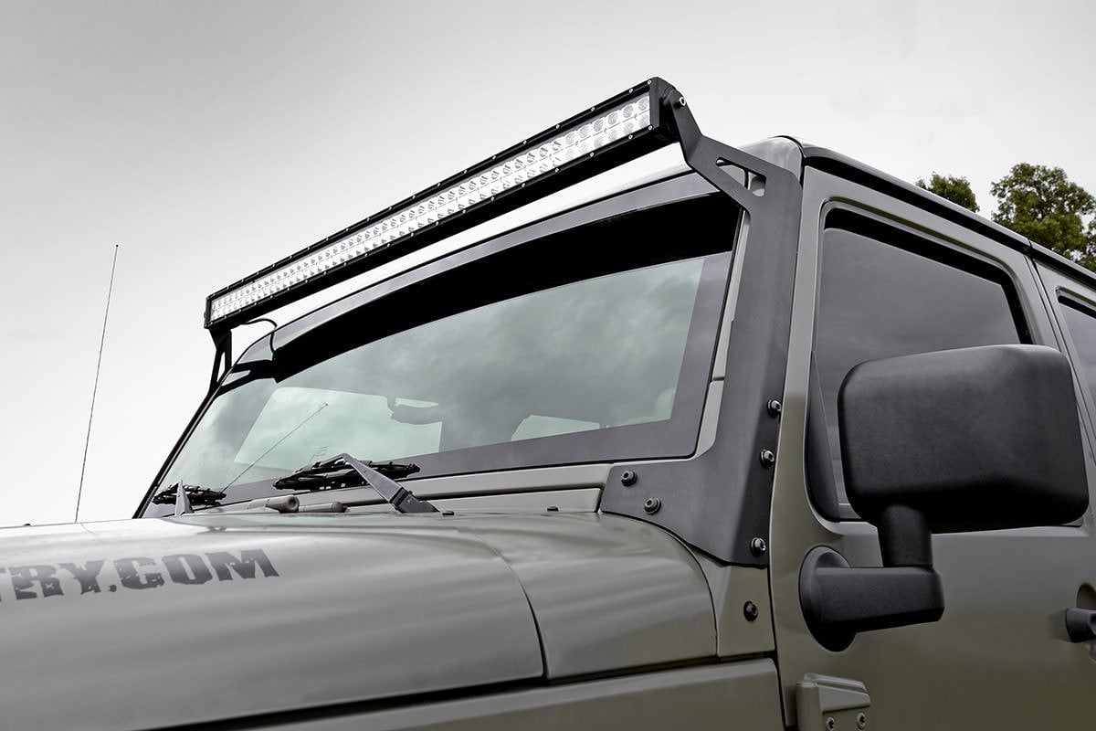 LED Light | Windshield Mnt | 50" Black Dual Row | Amber DRL | Jeep Wrangler JK (07-18) — view 2