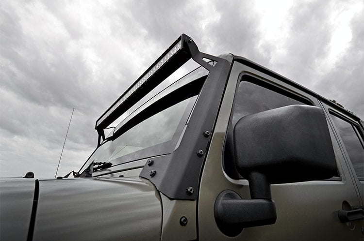 LED Light Kit | Windshield Mount | 50" Black Dual Row | Jeep Wrangler JK (07-18) — view 3