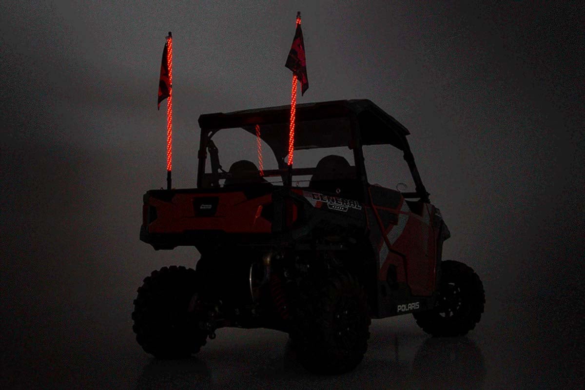 Whip Mount | Bed | 4' Multl-Color LED Whip Pair | Polaris General/Ranger 1000/Ranger XP 900/1000 — view 4