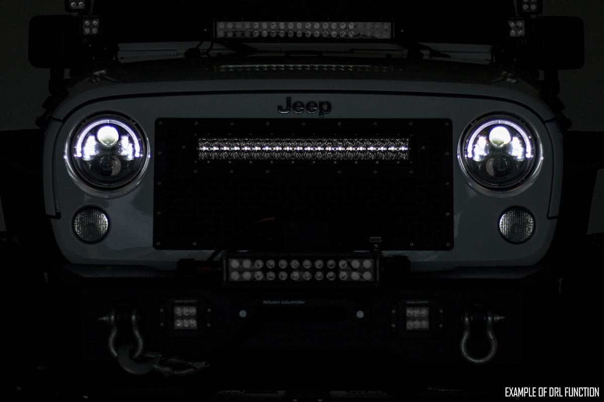 Mesh Grille | 30" Dual Row LED | Black | White DRL | GMC Sierra 1500 (14-15) — view 5