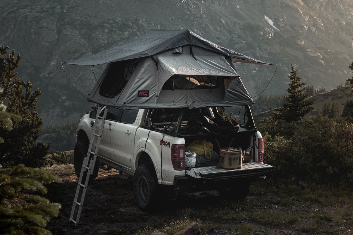 Roof Top Tent | Rack Mount | 12 Volt Accessory w/Ladder Extension & LED Light Kit — view 6
