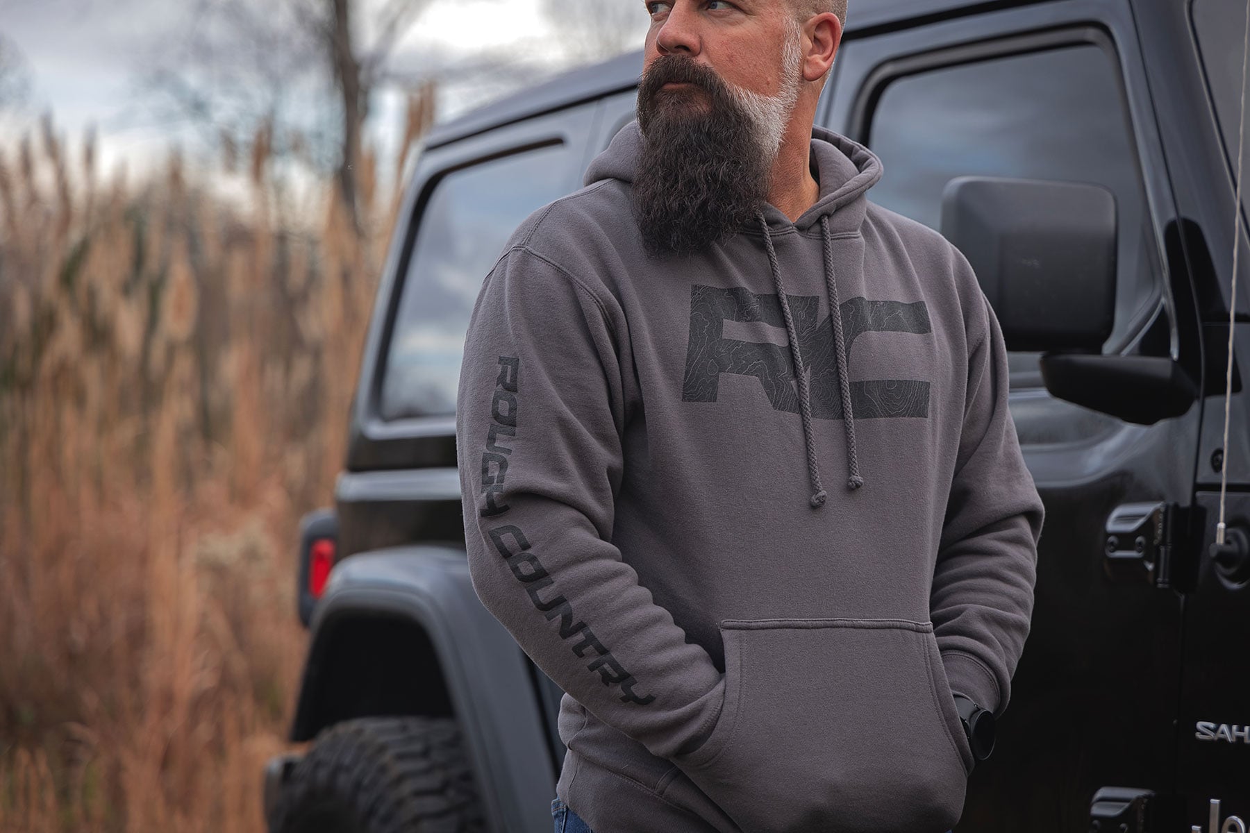 Rough Country Hoodie | RC Topographical Sleeve | Charcoal | XL view 2